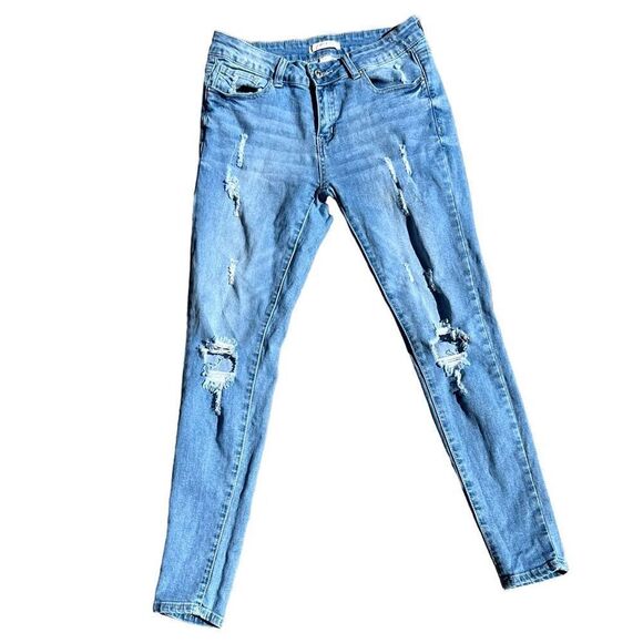 FOREVER 21 Light Wash Distressed Jeans Size 6 - Picture 2 of 4